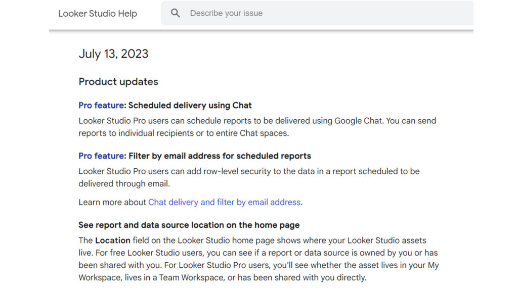 Looker Studio update 13 July 2023